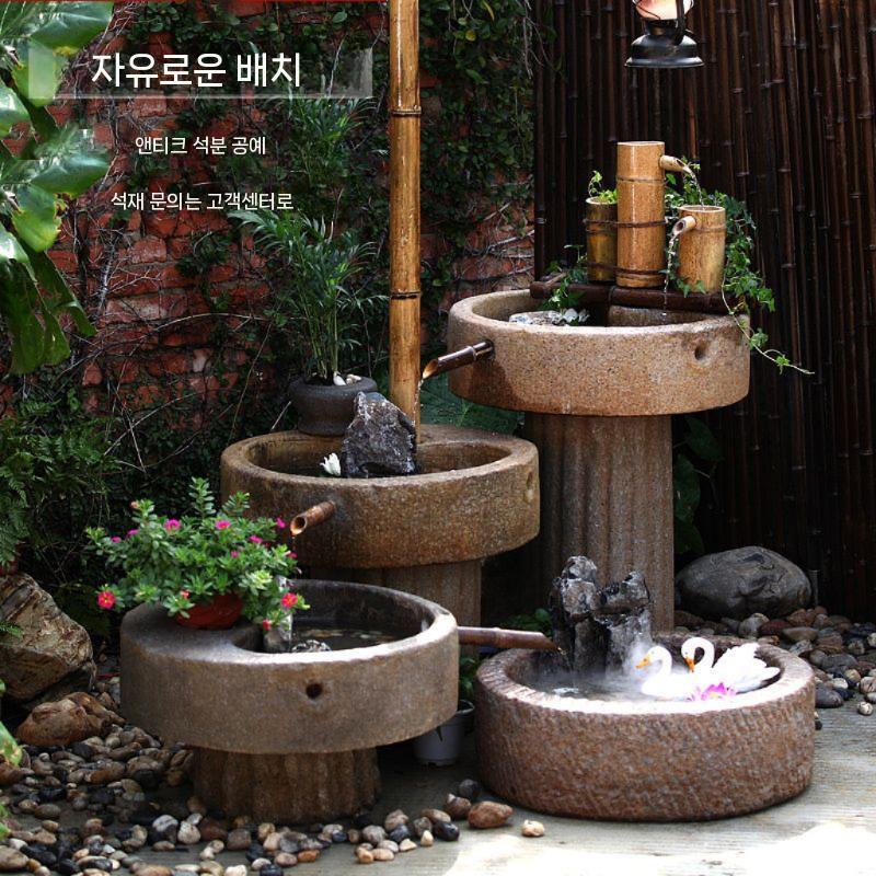 대형 수반 물고기 옹기 어항 수경식물 분재 엔티크 돌 연삭수 I - 상세 이미지 3