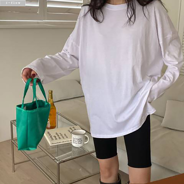 소타 바이오 워싱 루즈핏 긴팔 티셔츠 2col 가을 겨울 이너 하프 코튼 라운드 제이플로우 - 상세 이미지 3