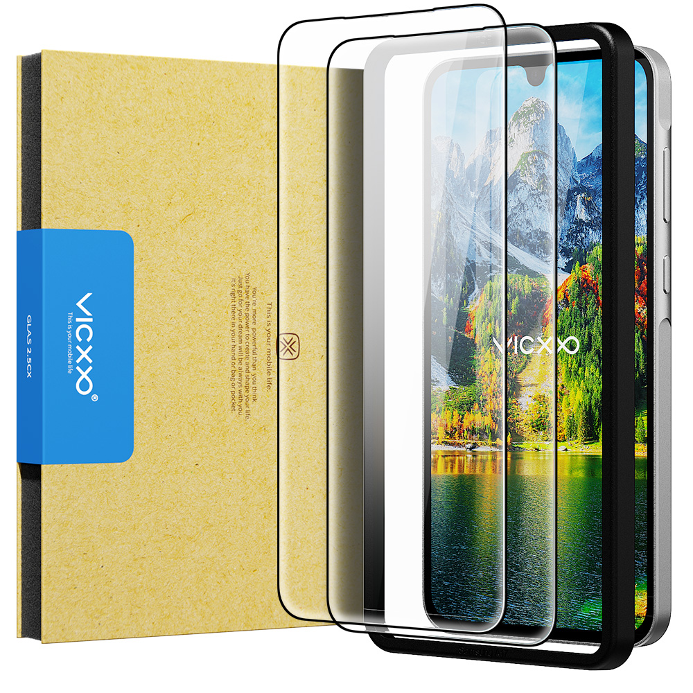 빅쏘 2.5CX 지문인식 강화유리 액정보호필름 갤럭시A17, 2매입