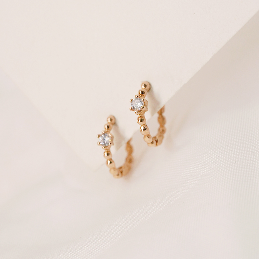 14K 18K 큐빅 골드볼 원터치 링 귀걸이 - 데일리 포인트 금볼 선물 - 상세 이미지 2