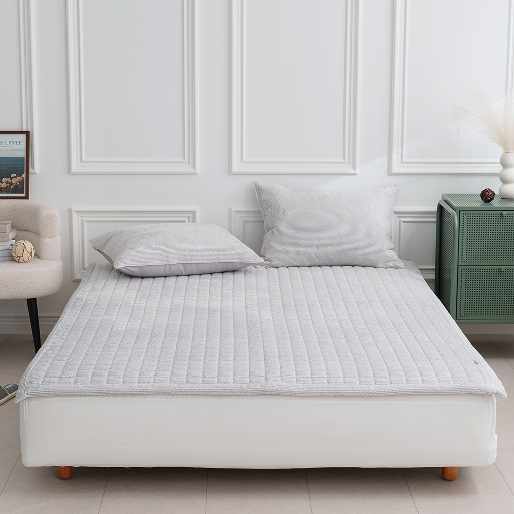 극세사패드 쿠에뜨 겨울 엘르 5mm 번아웃 헤링본 논슬립 고정밴드 SS 침대패드