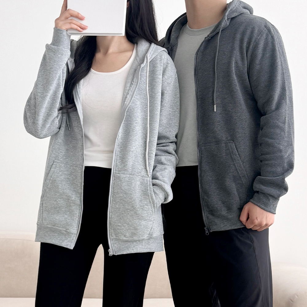 피알즈 남녀 공용 베이직 기모 후드집업 후디 커플 겨울 지퍼 - 상품 이미지