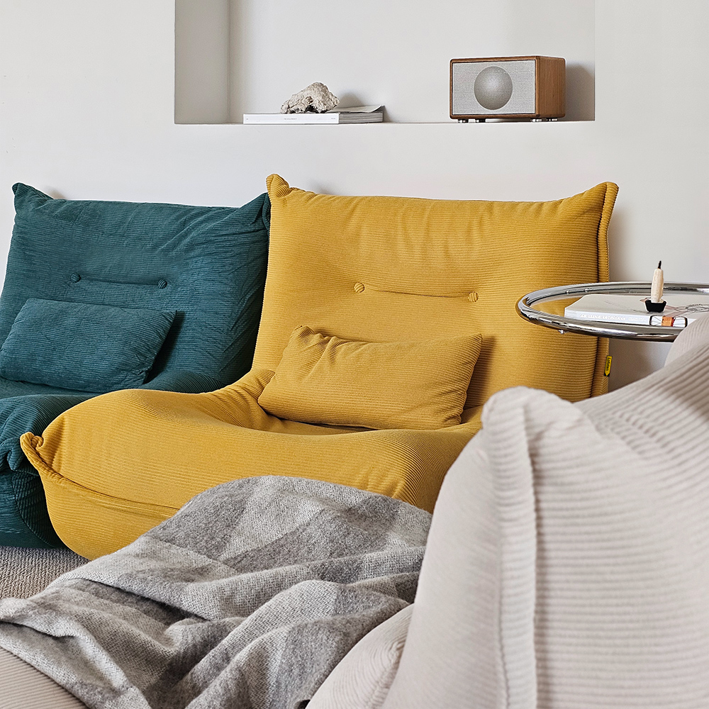 로포텐 아톰 패브릭 좌식 압축 소파 따뜻한 옐로, 1인용