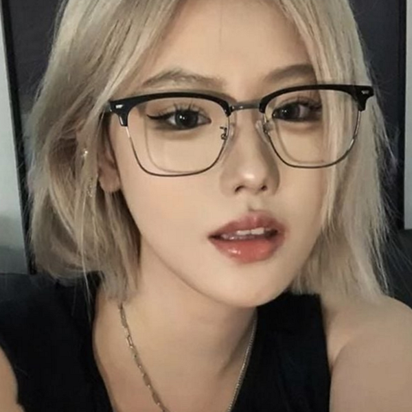 고화질 블루라이트 차단 안경 하금테 반뿔테 안경 컴퓨터 시력 보호 - 상품 이미지