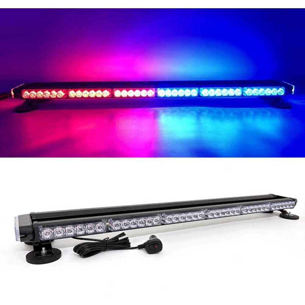 차량 비상등 경광등 충전식 자석부착 LED 경고등 레드/블루 95cm-시가잭 12-24v - 상품 이미지