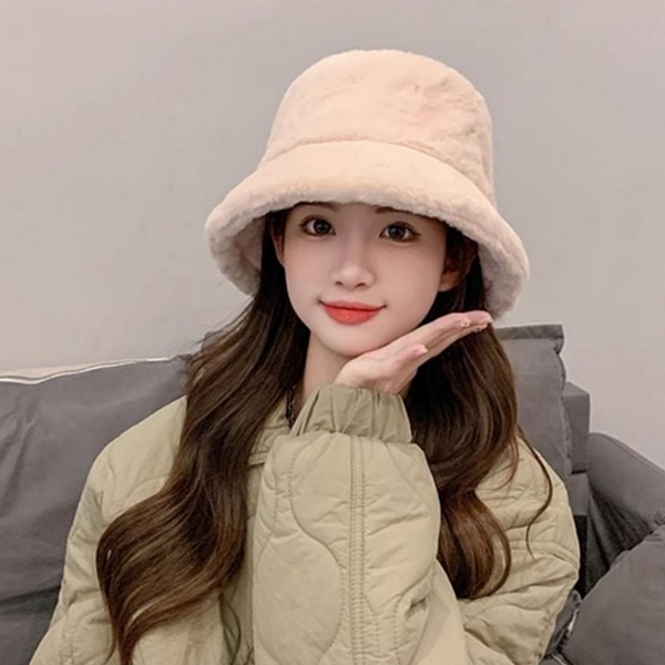 부드러운 여성 겨울 모자 버킷 여자 벙거지 모자 방한 조절 - 메인 이미지