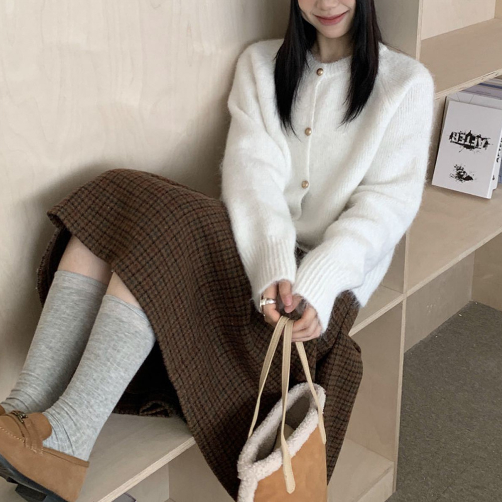 시즈카 클래식 베이직 데일리 가디건  겨울 기모 기본 - 상품 이미지