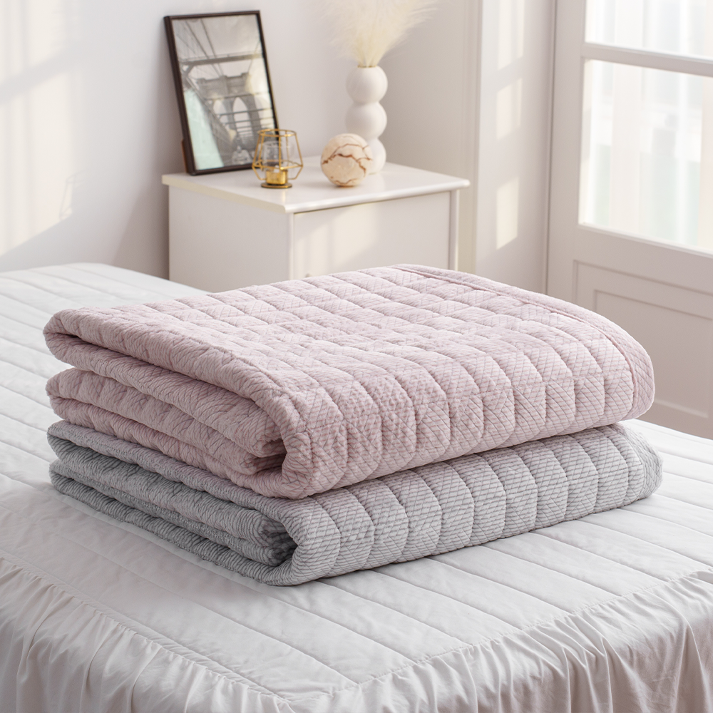 극세사패드 쿠에뜨 겨울 엘르 5mm 번아웃 헤링본 논슬립 고정밴드 SS 침대패드