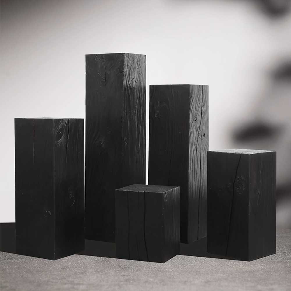 탄화목 전시 다이 원목 인테리어 진열 테이블 기둥형 25x25x80cm 이미지 6