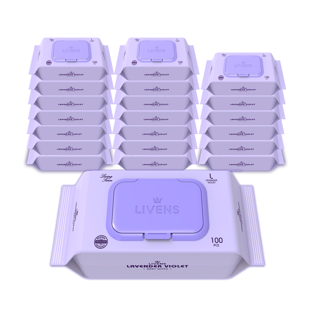 리벤스 라벤더 바이올렛 순수 물티슈 100매, 20개