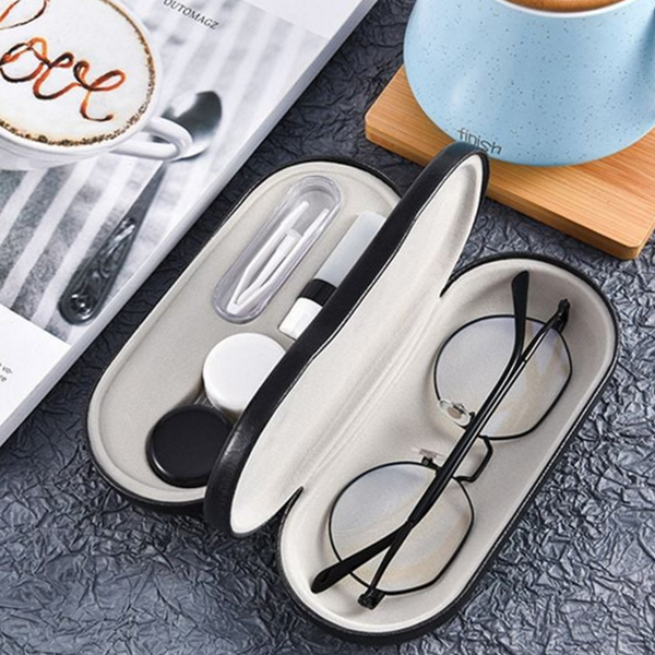 휴대용 안경 렌즈 케이스 듀얼 안경 렌즈 보관함 콤팩트 이중