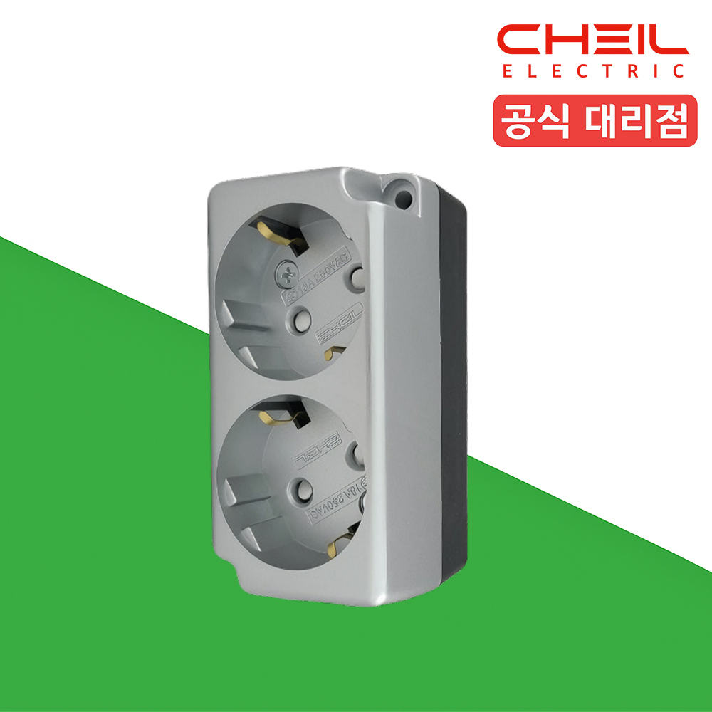 제일 노출콘센트 2구 실버 단선용 퀵타입 돌출형 교체 설치 - 메인 이미지