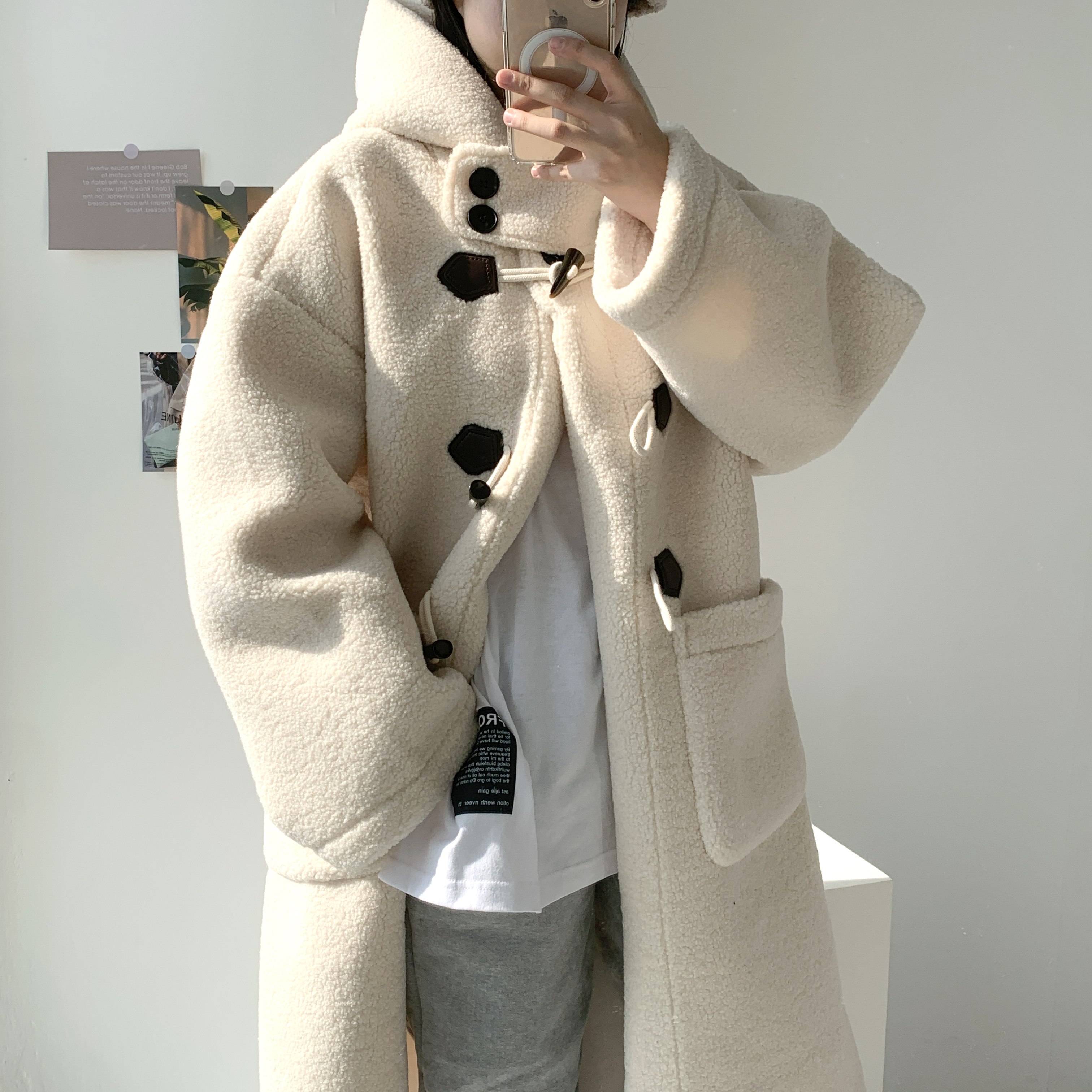 떡볶이무스탕 코트 양털무스탕 후드 롱무스탕 - 상세 이미지 2