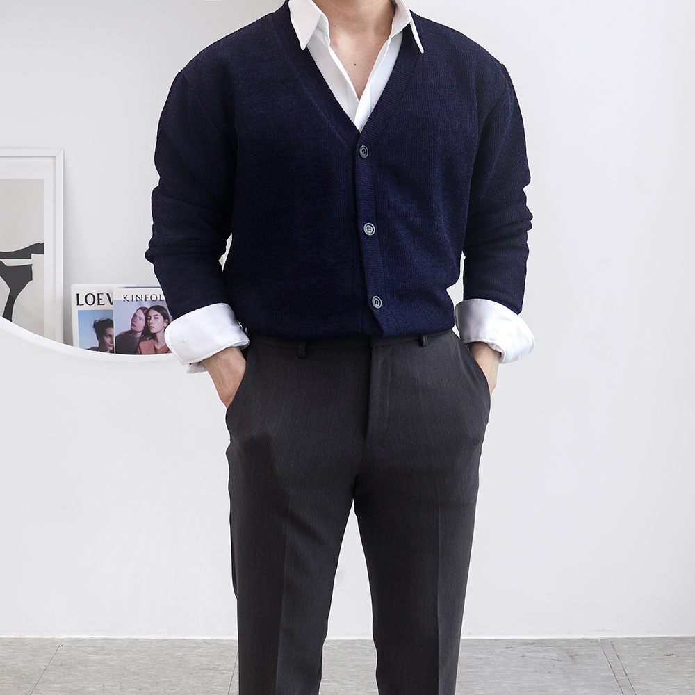 남자정장가디건 남자회색가디건 남성오버핏카디건 - 상세 이미지 5