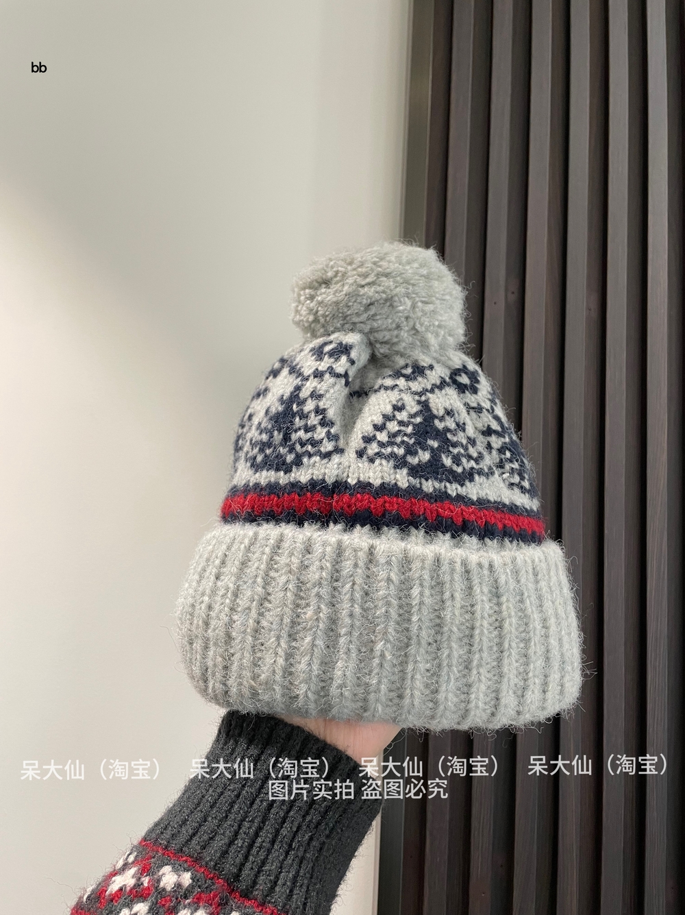 노르딕모자 니트방울비니 노르딕비니 여자니트모자 네이비 베이직 크로스백 미드 귀달이 겨울 라이트 그레이 - 상품 이미지
