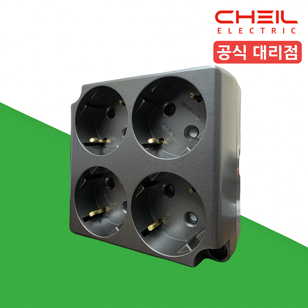 제일 돼지코 노출콘센트 4구 정사각 핀타입 다크그레이 단선용 - 상세 이미지 2