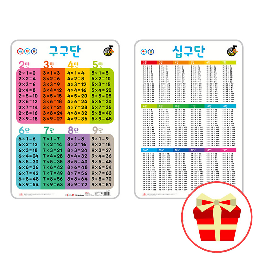 구구단표 소리나는 방수포스터 세이펜호환 구구단 벽보 벽그림 - 상품 이미지