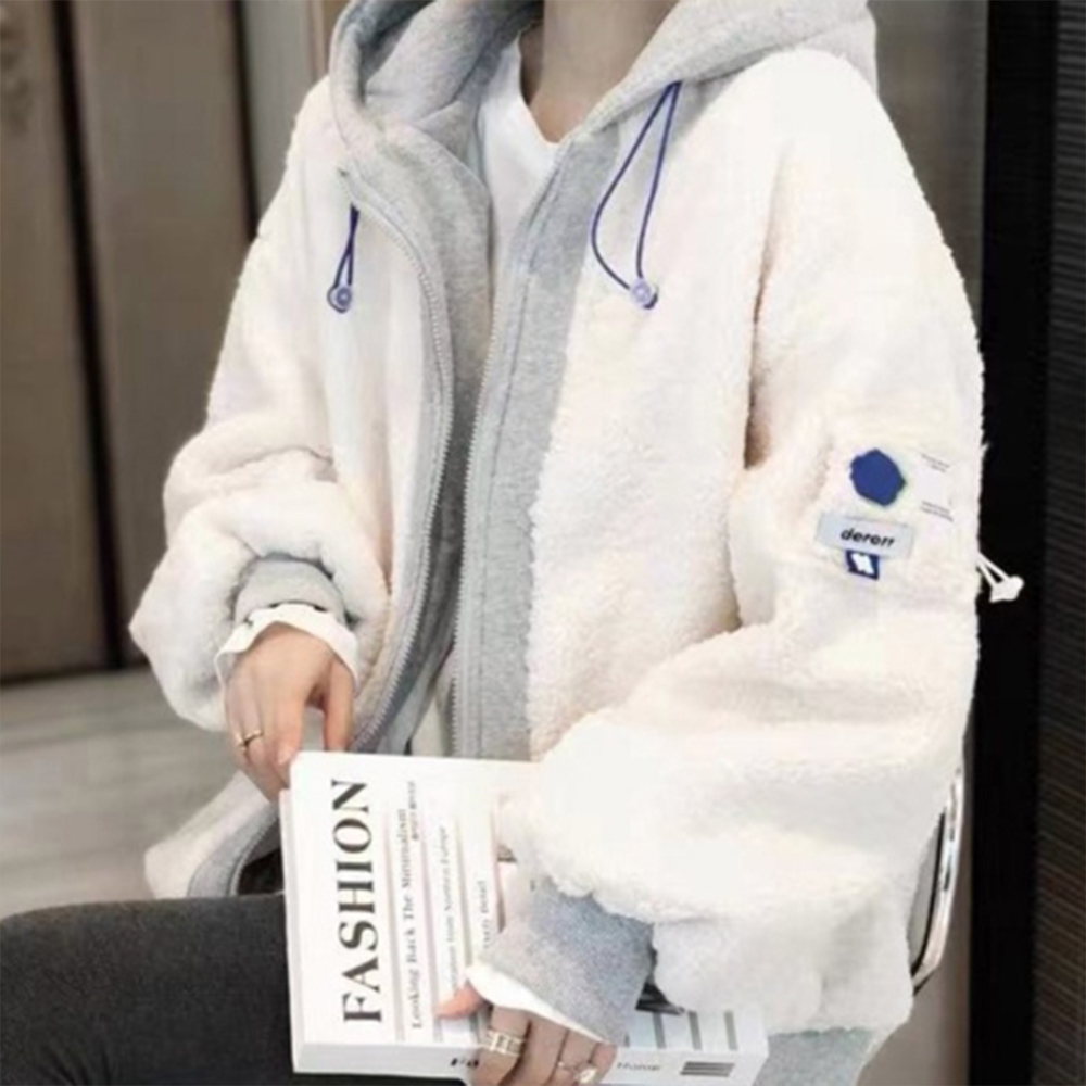 집업 겨울 간절기 여자 오버핏 루즈핏 봄 가을 무지 여성 재킷 후드 아우터 점퍼 따뜻한 - 상품 이미지