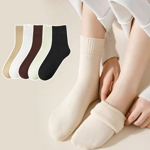 따뜻한 여성 겨울 양말 도톰한 여성 기모 양말 데일리 무지 - 상품 이미지