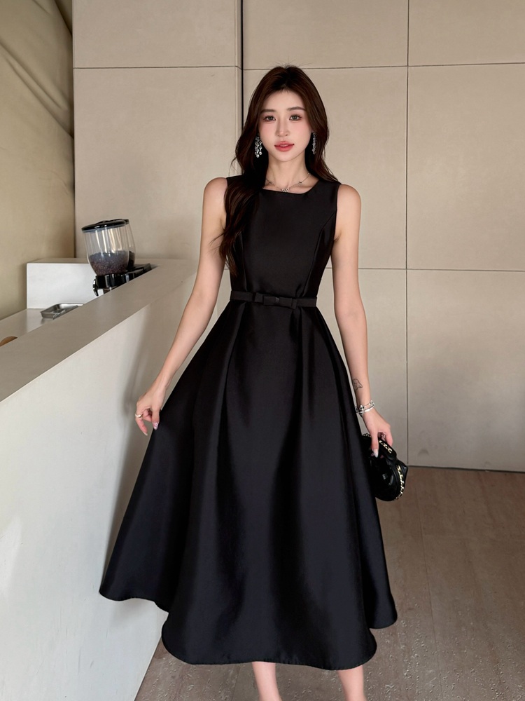 블랙원피스 2부드레스 햅번 촬영 셀프웨딩 오드리 원피스 슬림핏 우아한 - 상품 이미지