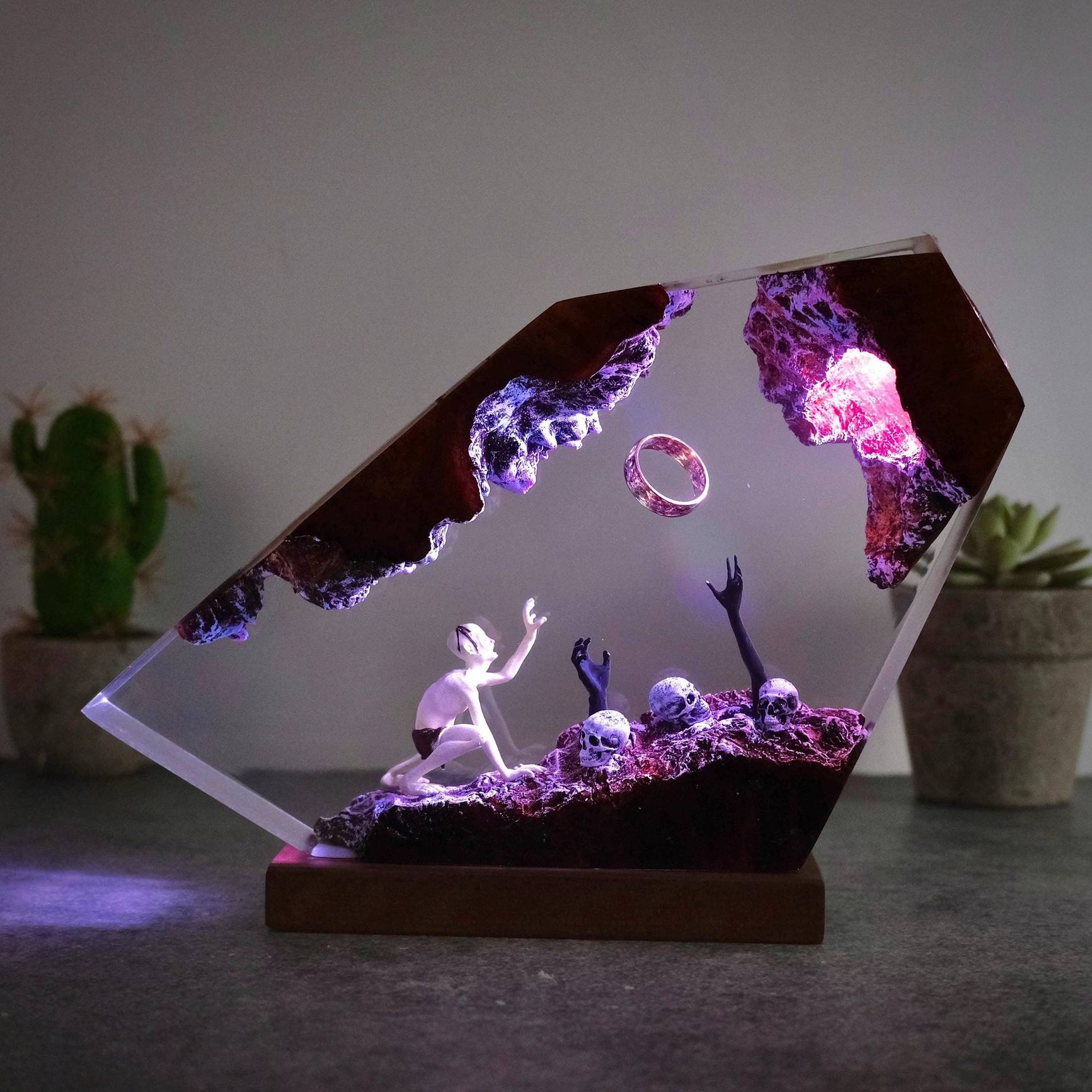 에폭시 링 라이트 데스크 페스티벌 소형 무드등 웜 라이트 17.5x11.5cm - 상세 이미지 3
