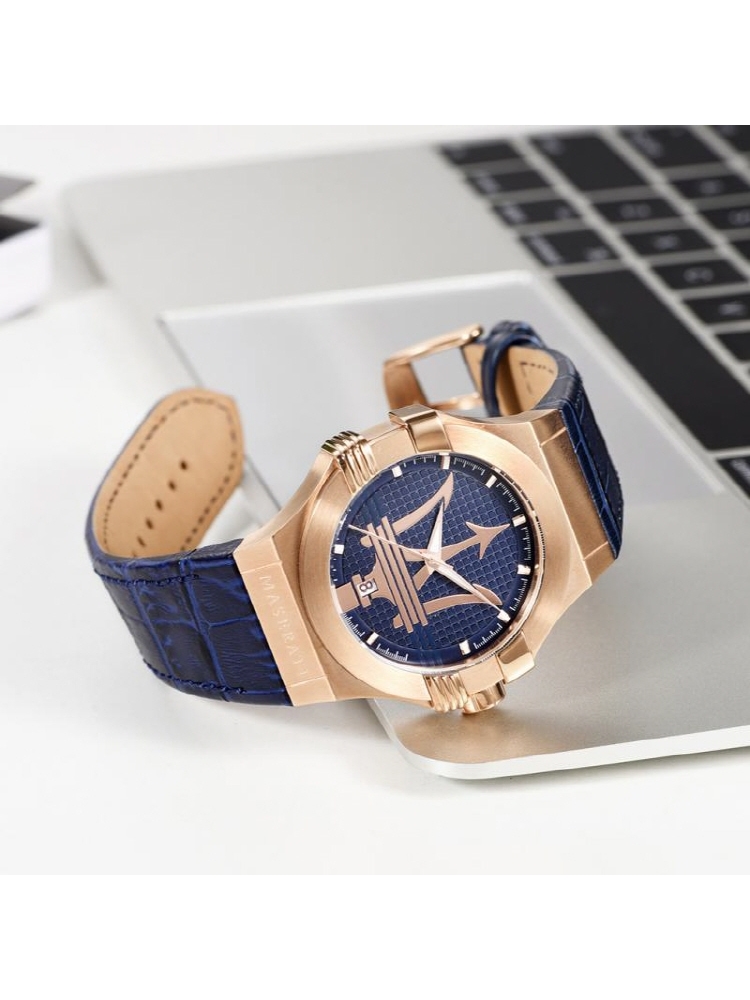 [Italian Design] 마세라티 남자 POTENZA 가죽 클래식 손목 패션 방수 쿼츠 야광시계 블루