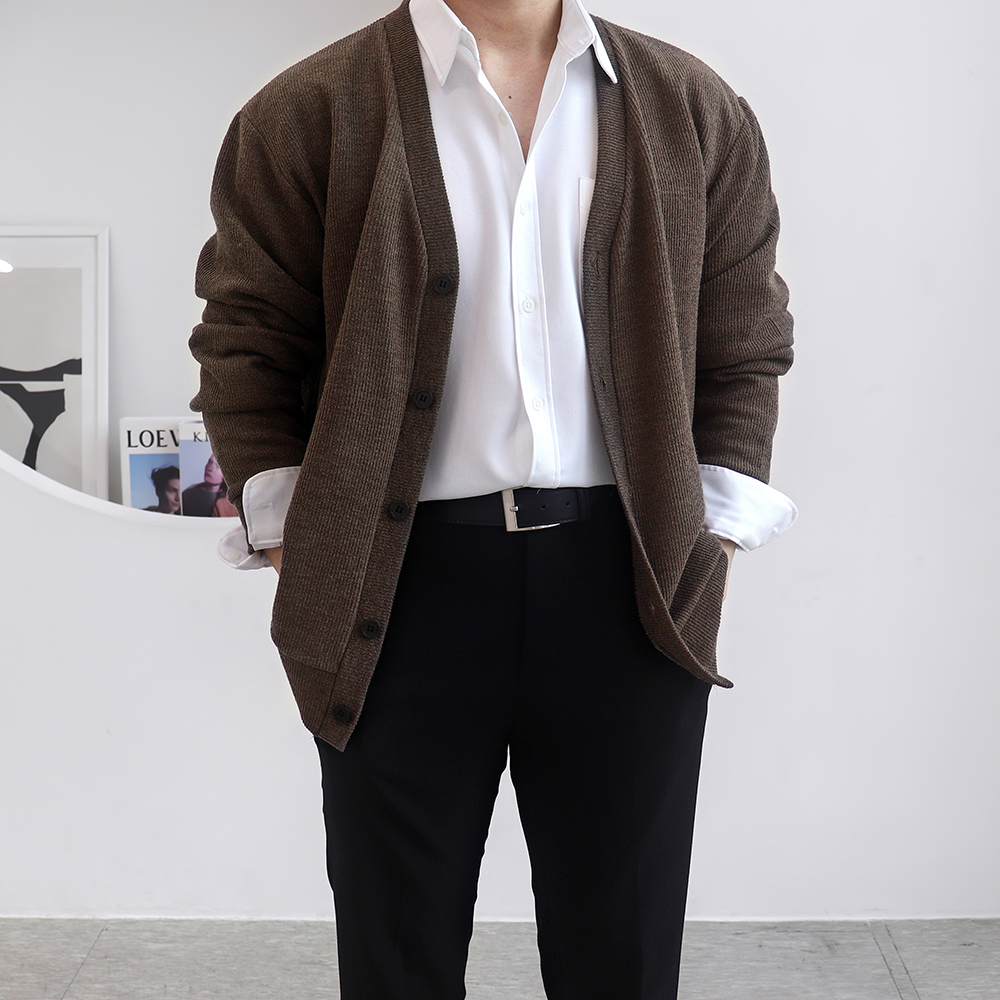남자정장가디건 남자회색가디건 남성오버핏카디건 - 상세 이미지 3