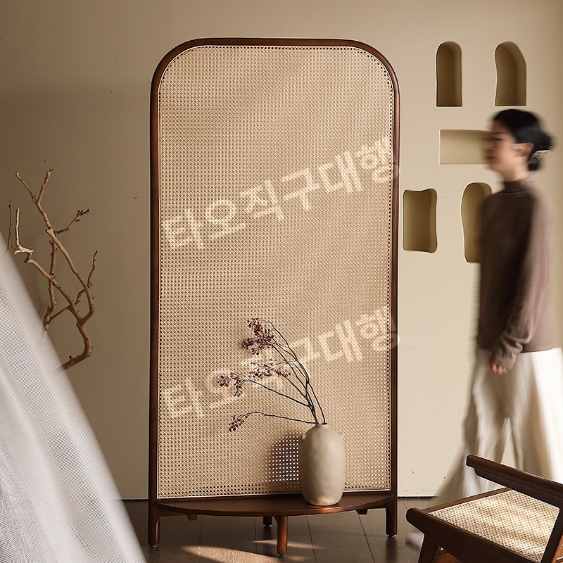 라탄파티션 가림막 카페 가리개 인테리어 공간분리 거실 원목 칸막이 병풍 - 상세 이미지 2