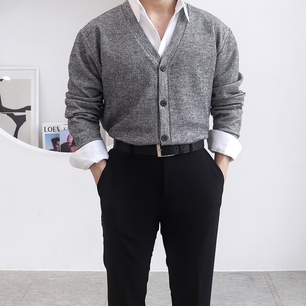 남자정장가디건 남자회색가디건 남성오버핏카디건 - 상세 이미지 2