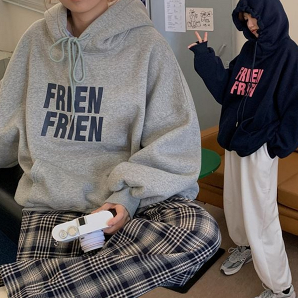 루즈핏 여성 기모 후드 티셔츠 드롭 여성 오버핏 후드 티셔츠 - 상품 이미지