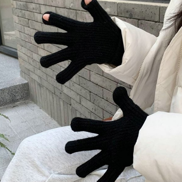롱 장갑 핑거 홀 터치 장갑 데일리 겨울 - 상품 이미지
