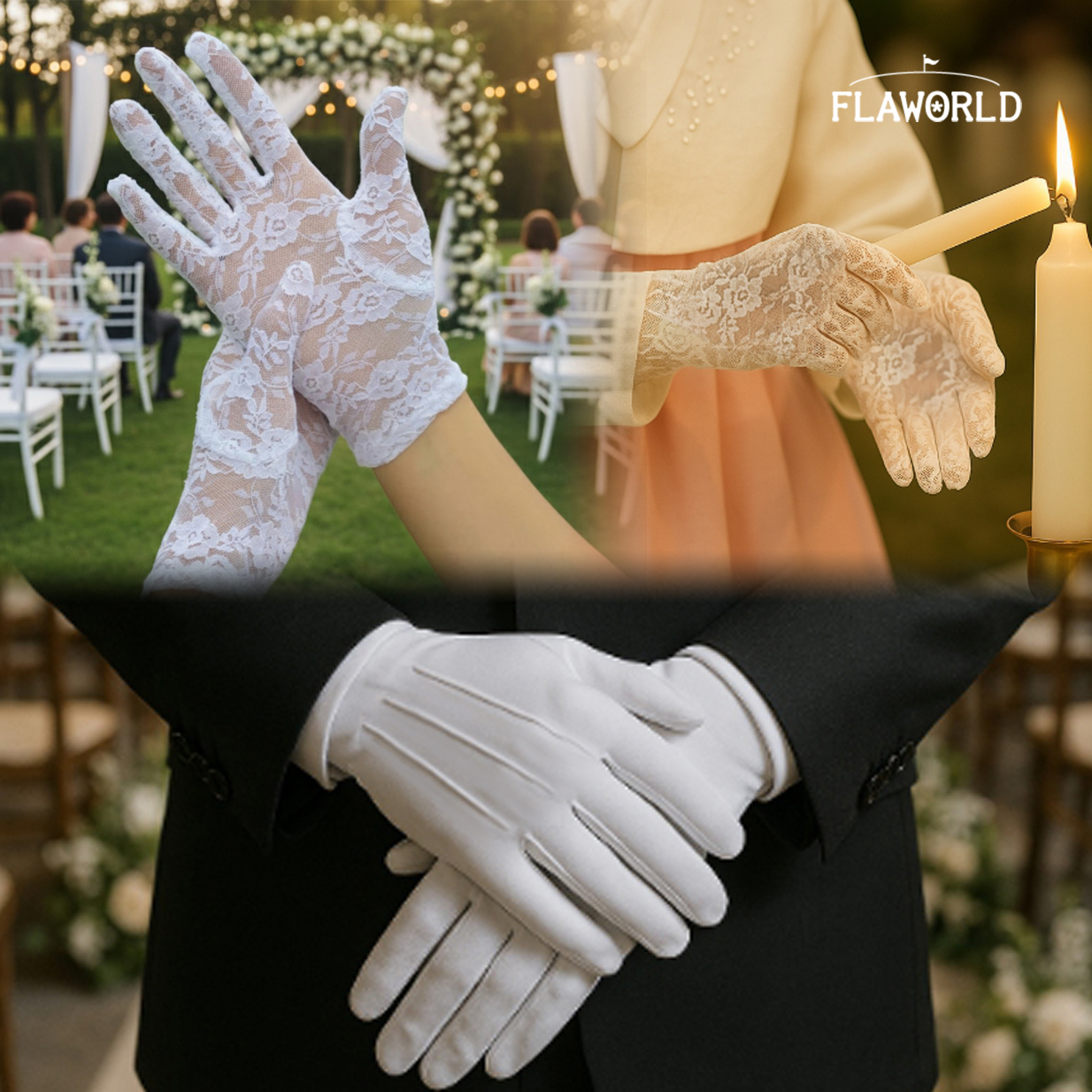 혼주장갑 레이스장갑 잔꽃- 결혼식 예식 행사 운전 어머니 아버지