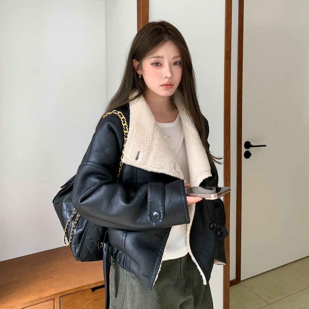 시어링 무스탕 양털 가죽 자켓 2color - 상품 이미지