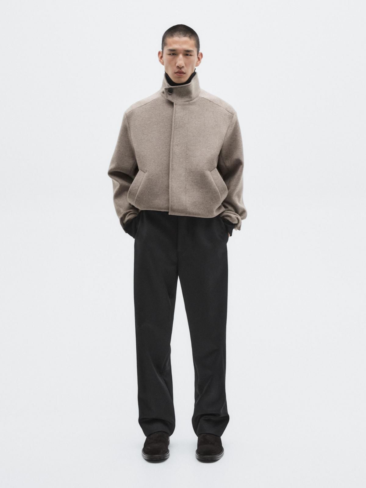 마시모두띠 프리미엄 울블렌드 하이넥 재킷 2801/880 MINK - 상세 이미지 2