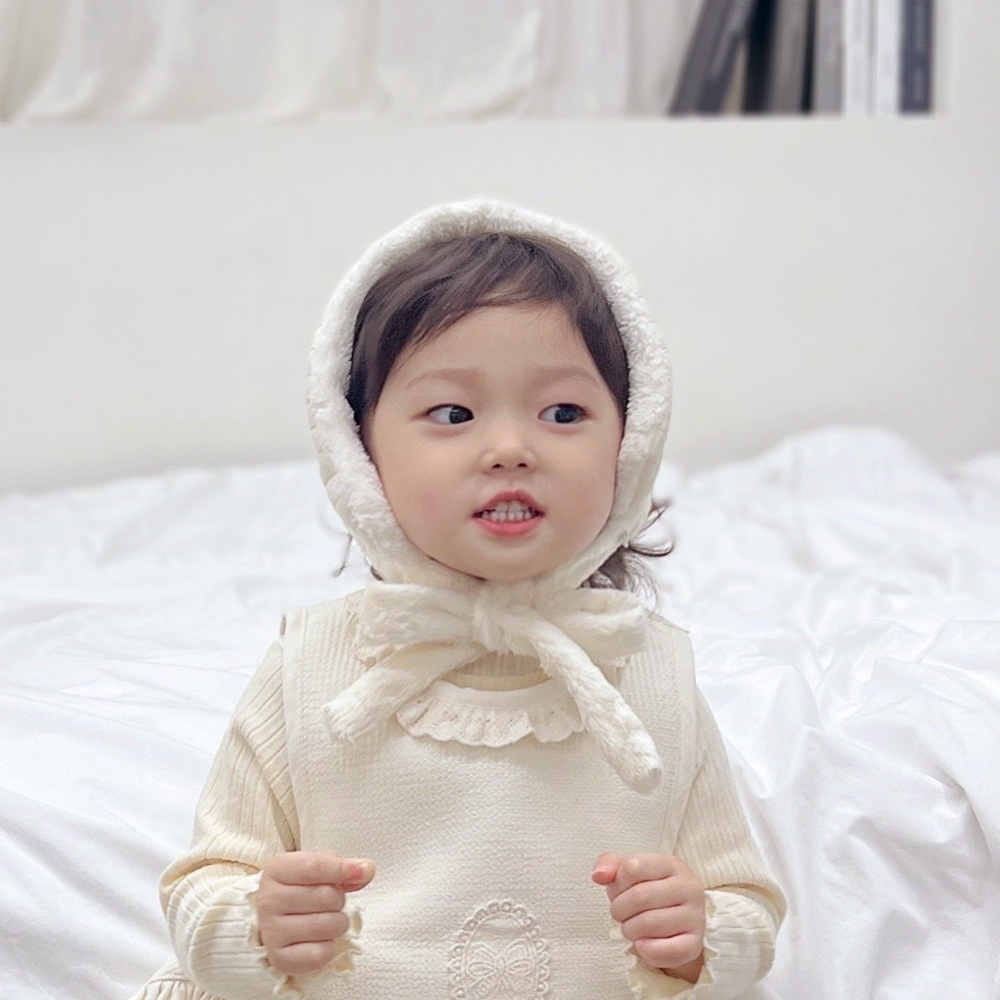 누빔 퍼 설빔 아기 귀도리 귀마개 목도리