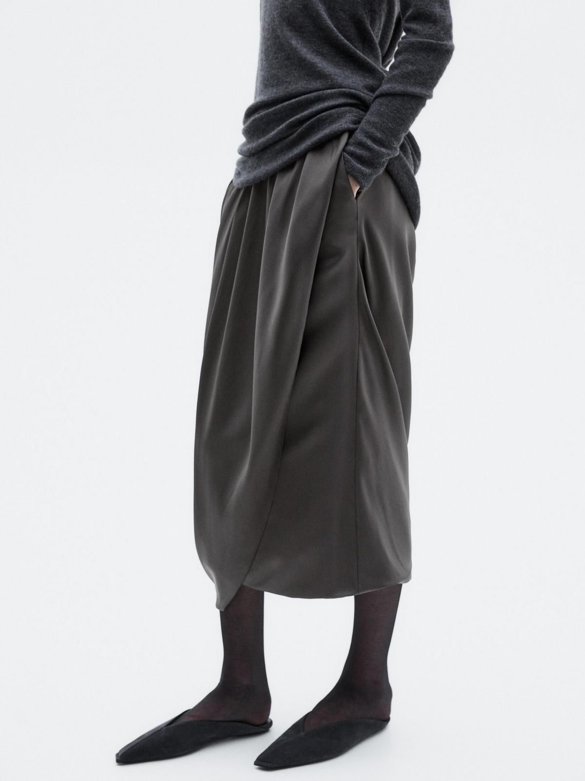 마시모두띠 한정판 드레이프 실크 미디 스커트 5250/555 GREY - 상세 이미지 4