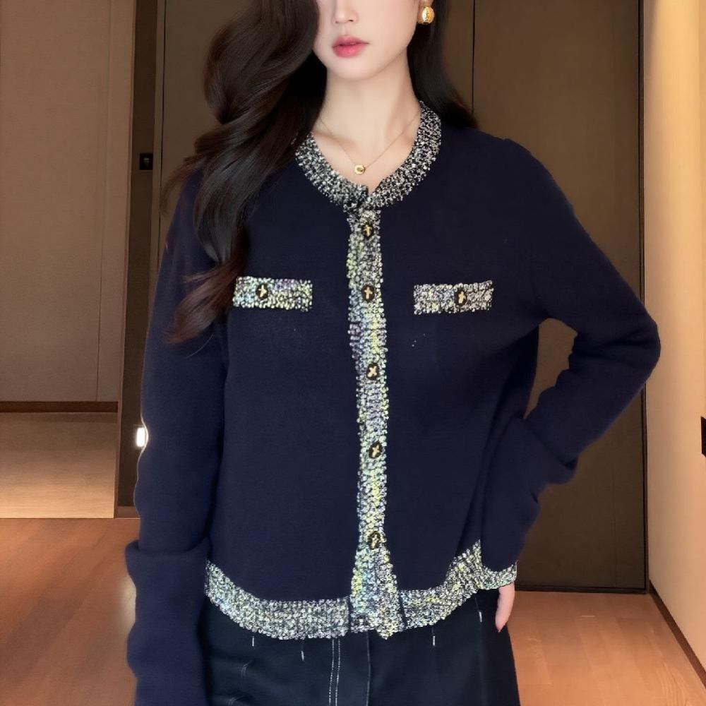 트위드 자켓 정장 하객룩 팬츠 가을 투피스세트 투피스 바지 네이비 블루 S (40-49kg) - 상품 이미지