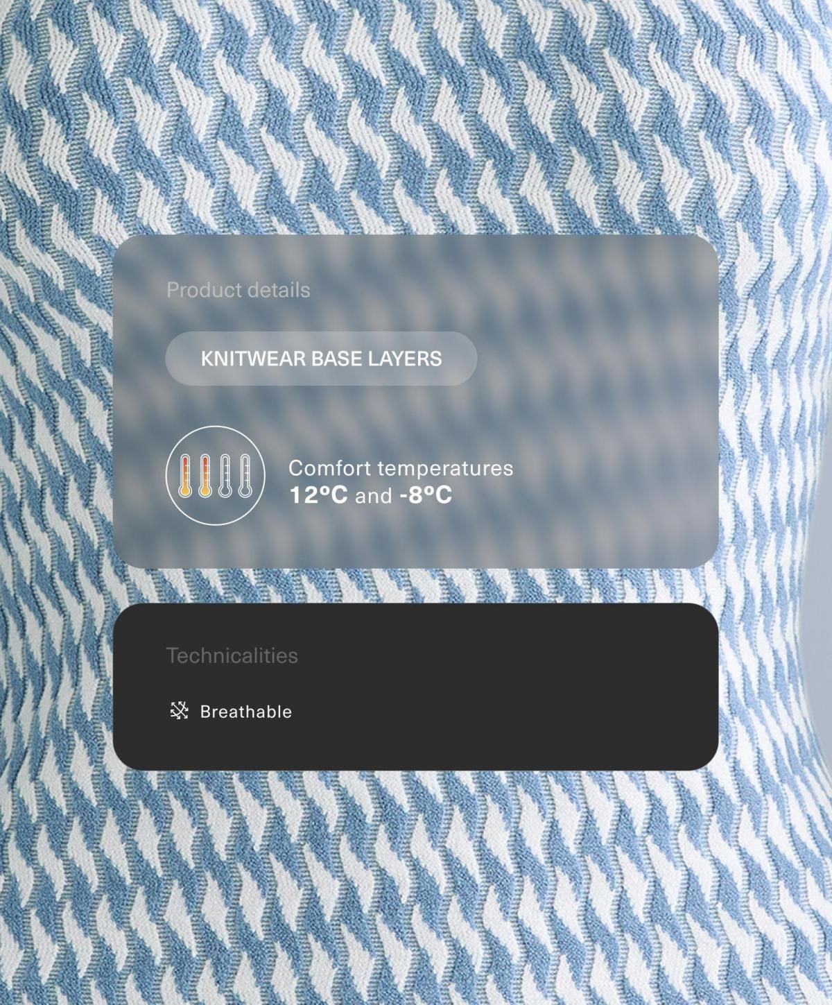 오이쇼 테크니컬 자카드 니트 베이스레이어 탑 3830/795 PALEBLUE - 상세 이미지 3