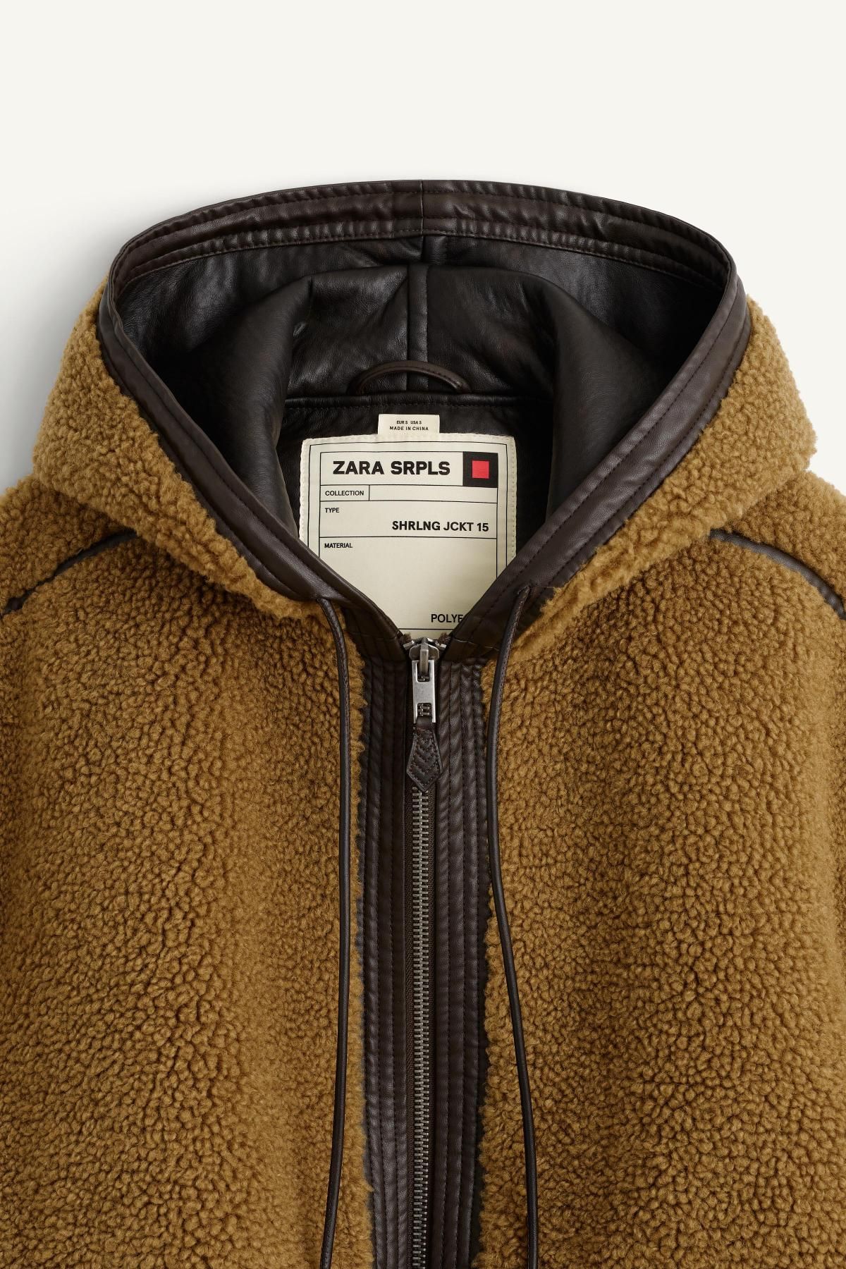 자라 테크니컬 후드 무스탕 레더 자켓 3548/901 BROWN 이미지 6