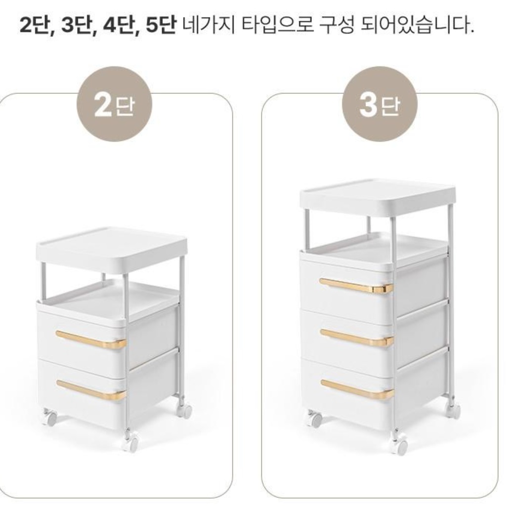 이동식 침대 옆 협탁 거실 좁은 틈새 미니 침실 안방 3단 사이드 테이블 선반 서랍장 - 상세 이미지 2