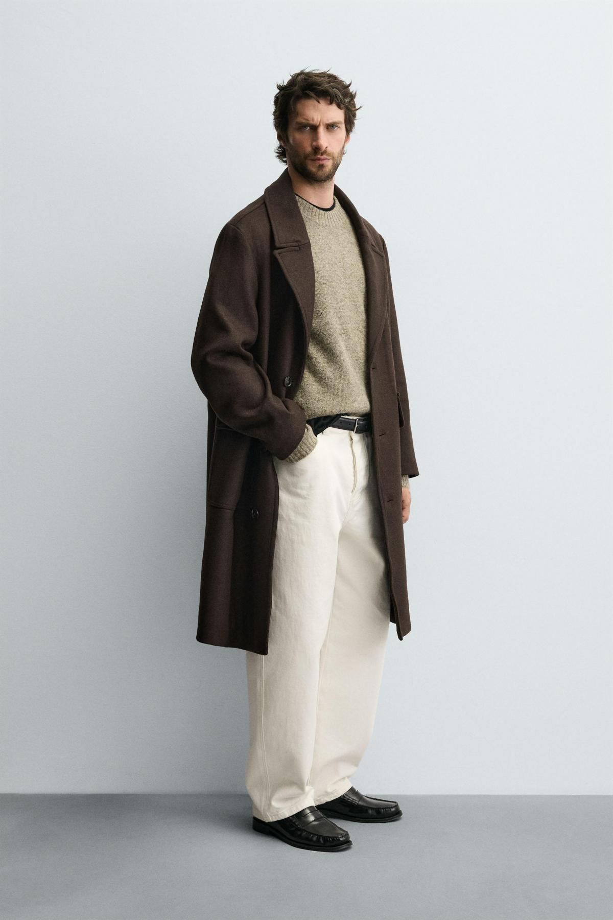 자라 클래식 브라운 릴렉스핏 울 싱글코트 9338/130 BROWN - 상세 이미지 5