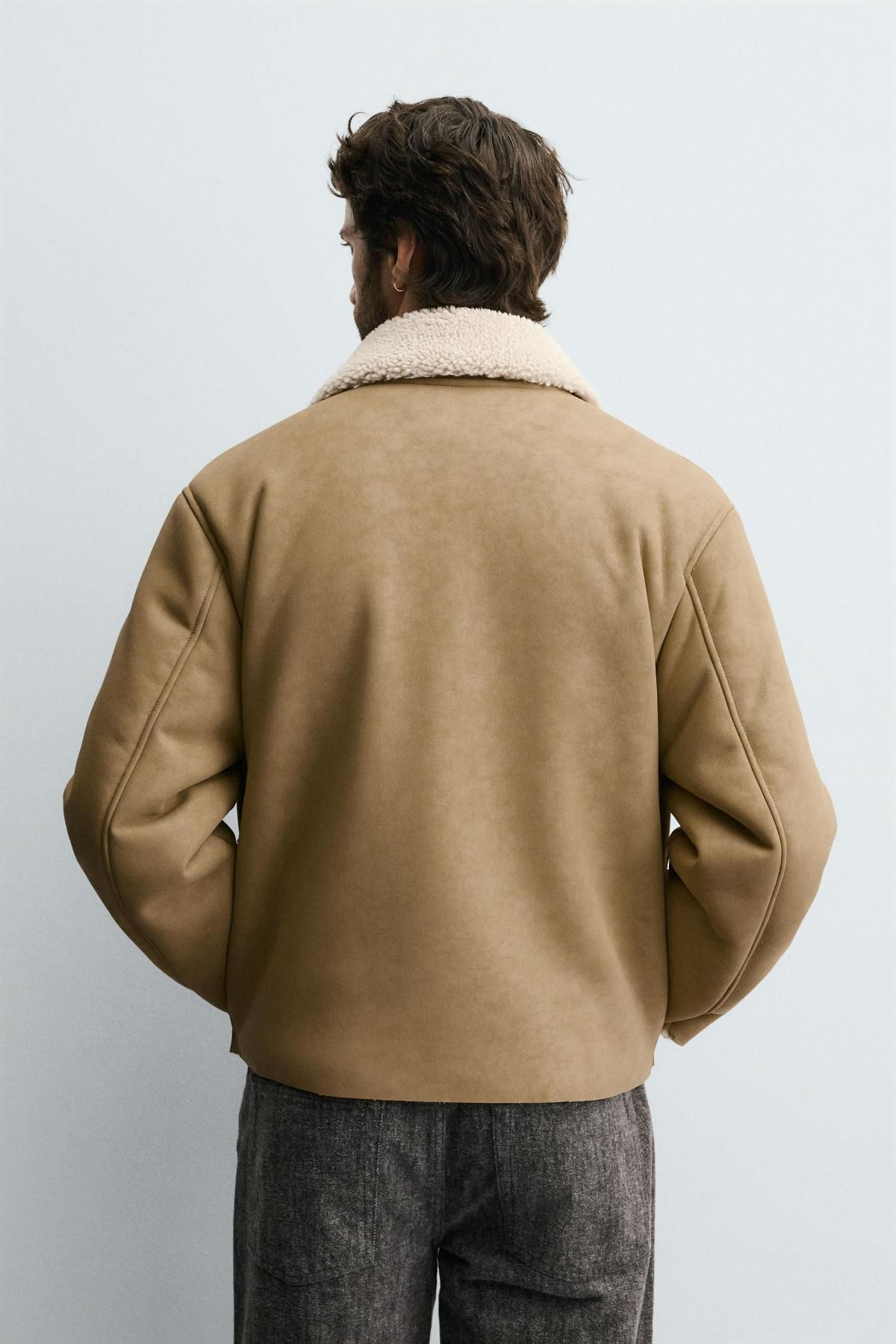 자라 테크니컬 무스탕 페이크레더 재킷 6318/408 LIGHT BEIGE - 상세 이미지 4