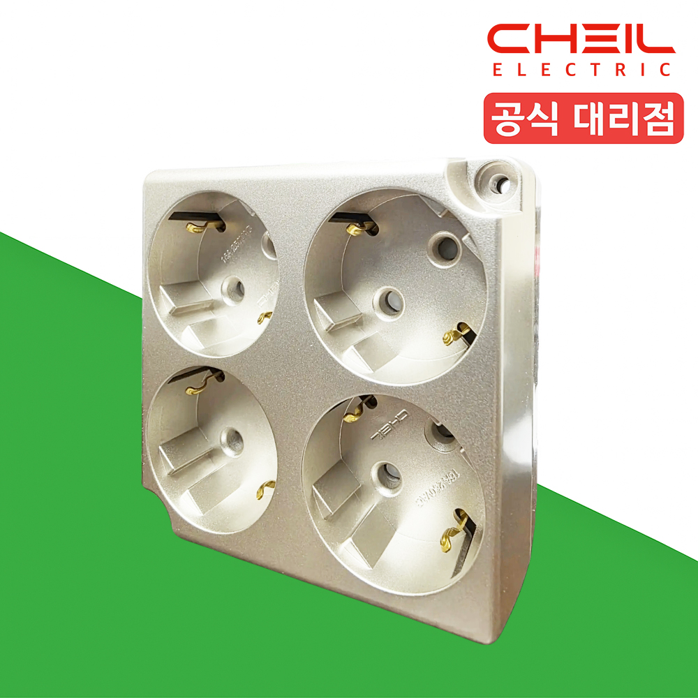 제일 돼지코 노출콘센트 4구 정사각 핀타입 샴페인골드 단선용 - 메인 이미지