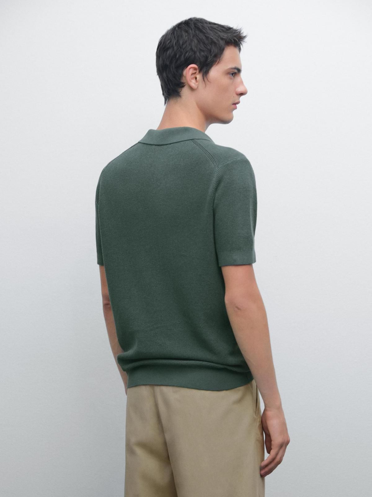 마시모두띠 텍스처 코튼 니트 반팔 폴로 셔츠 0914/388 DARK GREEN MARL - 상세 이미지 3