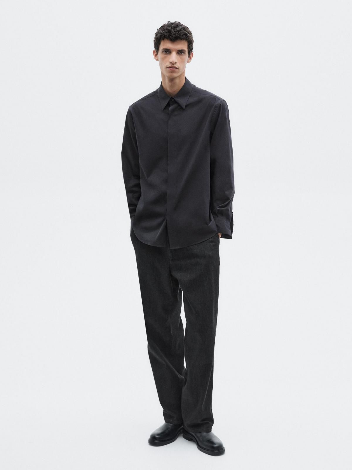 마시모두띠 릴랙스핏 코튼 롱슬리브 셔츠 0178/880 NAVY BLUE - 상세 이미지 2
