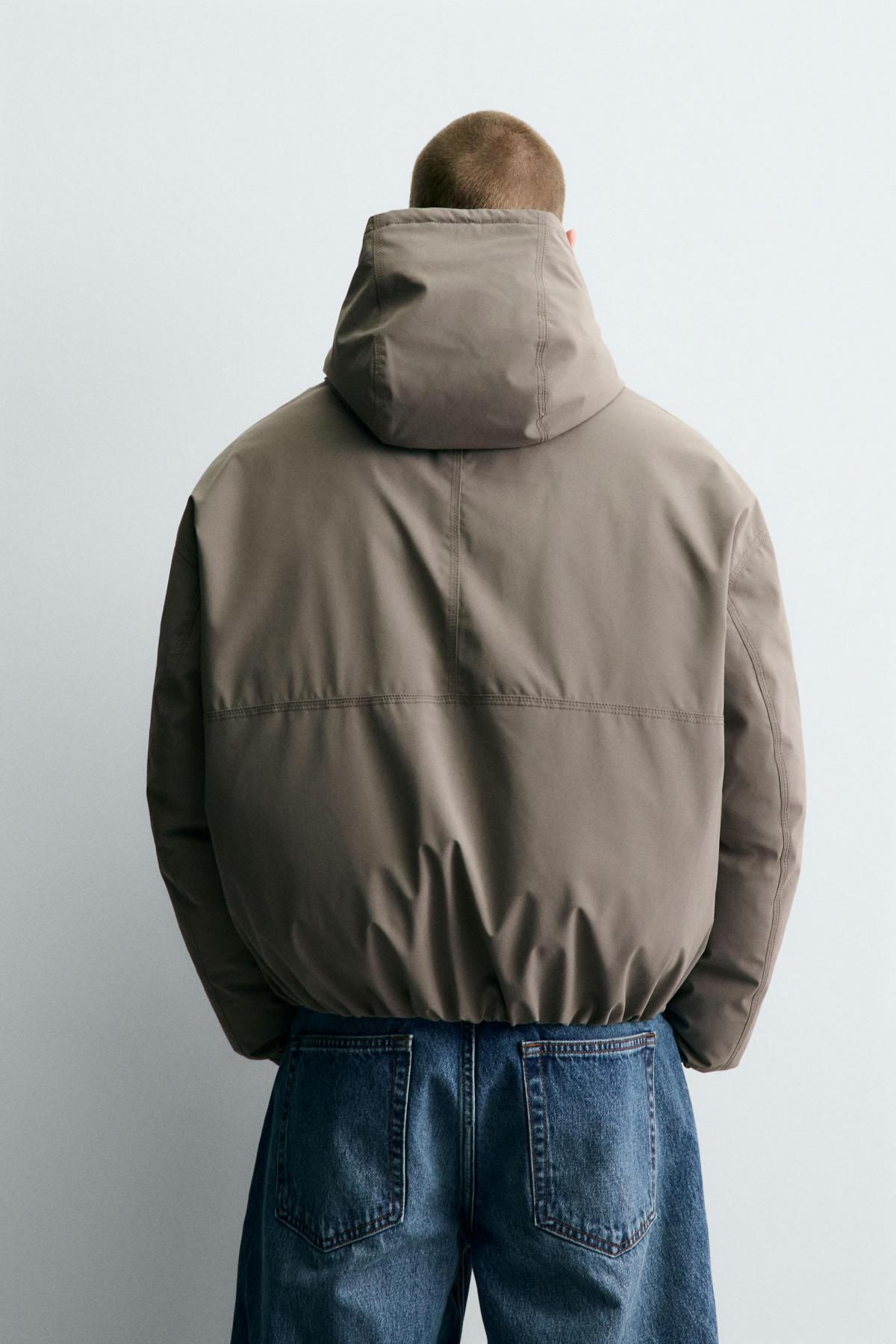 자라 테크니컬 패디드 후드 집업 재킷 8281/405 MINK - 상세 이미지 4
