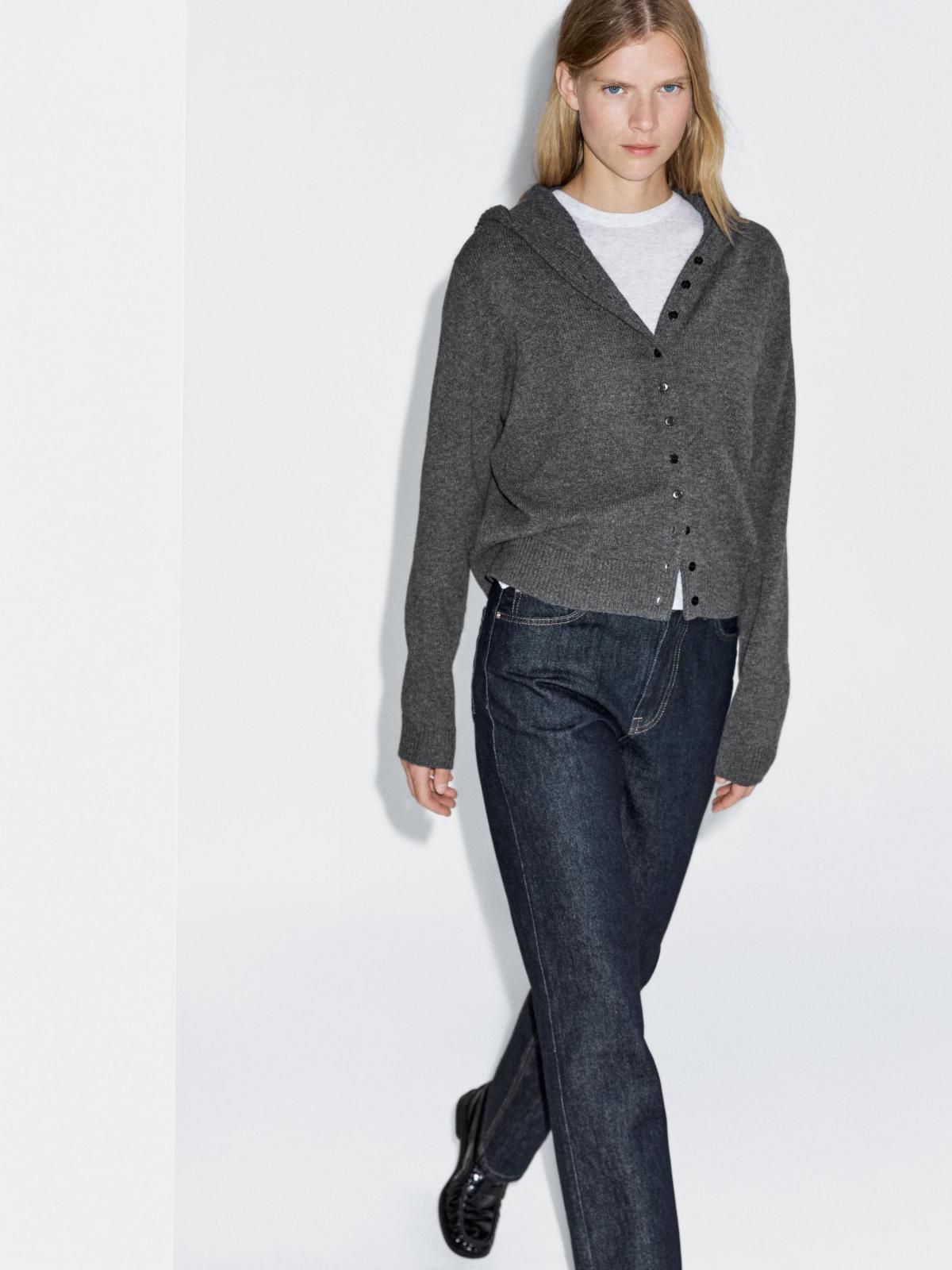 마시모두띠 프리미엄 울 니트 후드 버튼업 가디건 5793/693 ANTHRACITE GREY - 상세 이미지 4