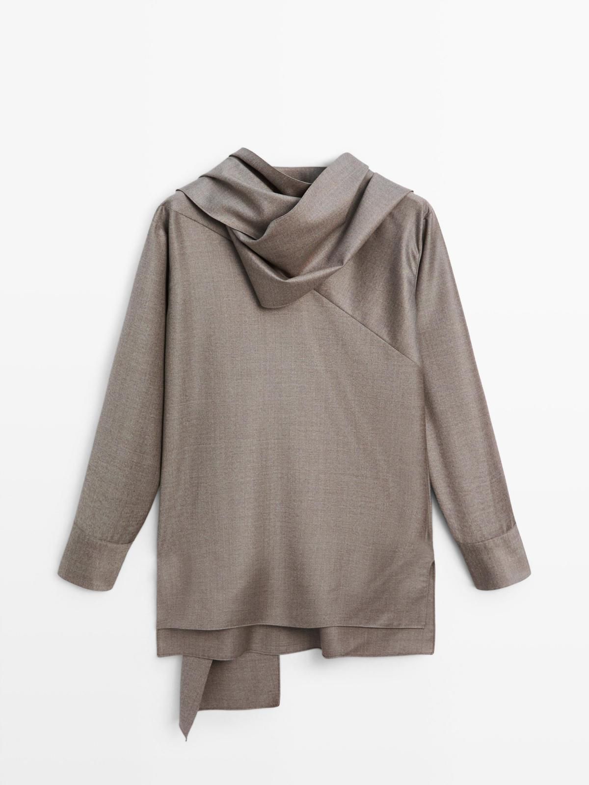 마시모두띠 타이넥 랩 카라 볼륨 블라우스 5105/555 GREY - 메인 이미지