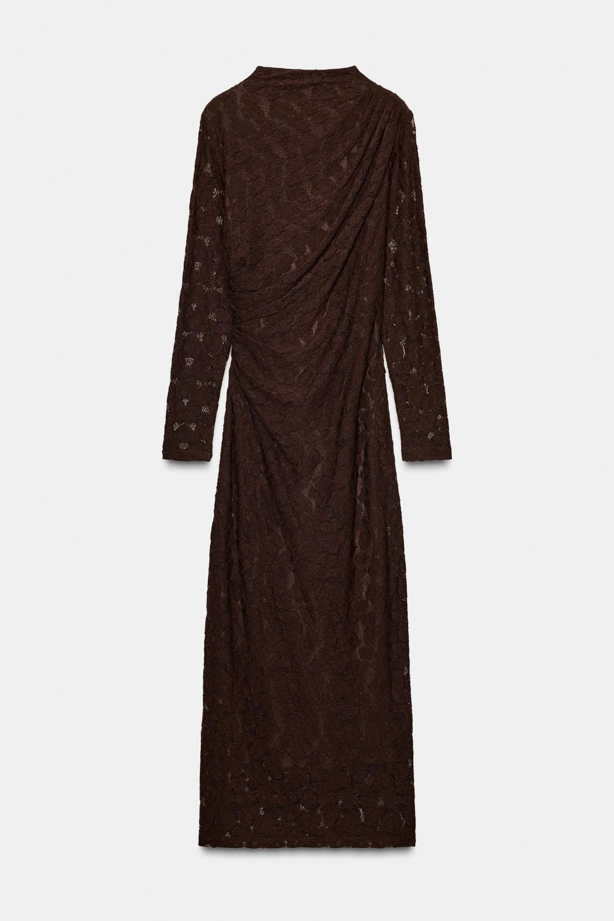 자라 포인텔 드레이프 미디 원피스 8741/264 BROWN - 메인 이미지