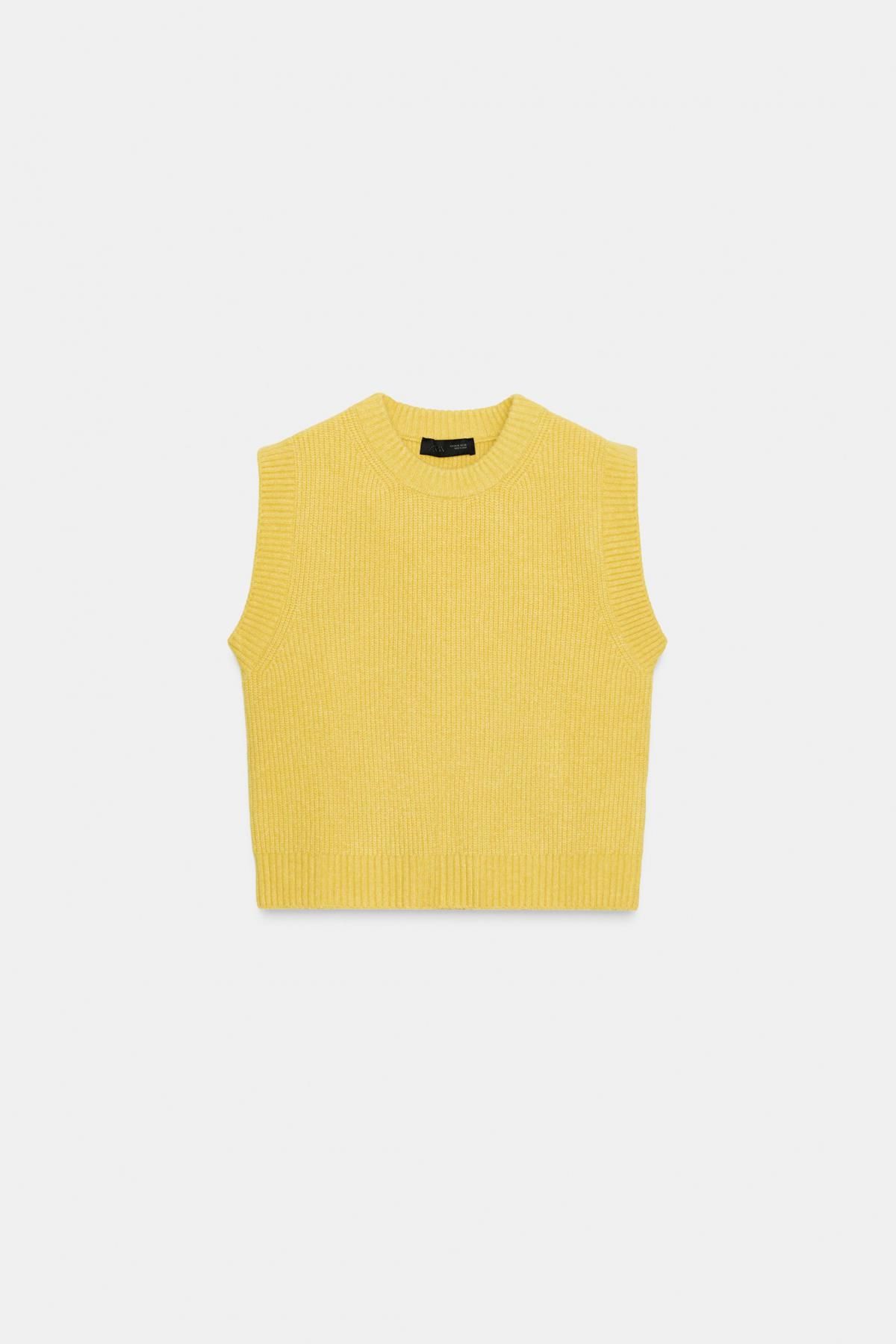 자라 옐로우 소프트 니트 베스트 5536/152 YELLOW - 메인 이미지